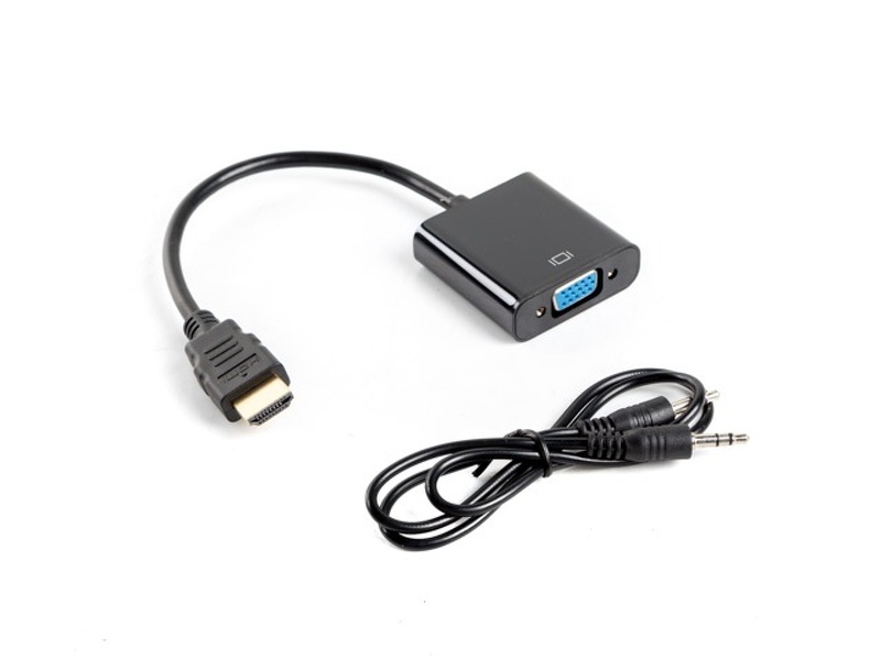 Zdjęcie produktu: Lanberg Adapter HDMI-AM do VGA [F] + Audio na kablu (AD-0017-BK)