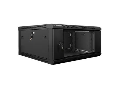 Miniatura produktu: Szafa instalacyjna Rack wisząca 19" 4U 600X600 czarna Flat pack Lanberg (WF01-6604-10B)