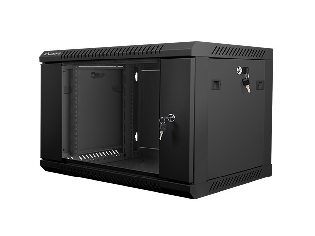 Szafa instalacyjna Rack Wisząca 19" 6U 600X450 czarna Flat pack Lanberg  (WF01-6406-10B)