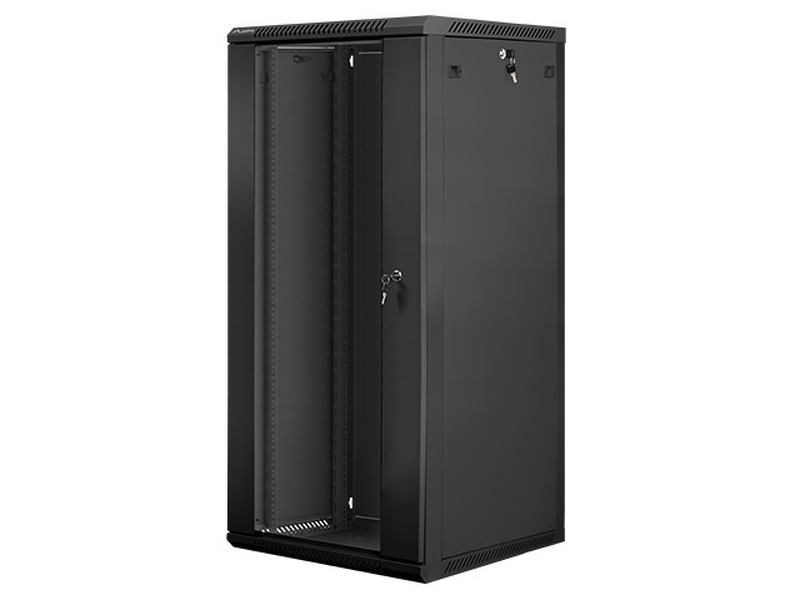 Zdjęcie produktu: Szafa instalacyjna Rack wisząca 19" 27U 600X600 czarna Flat pack Lanberg (WF01-6627-10B)