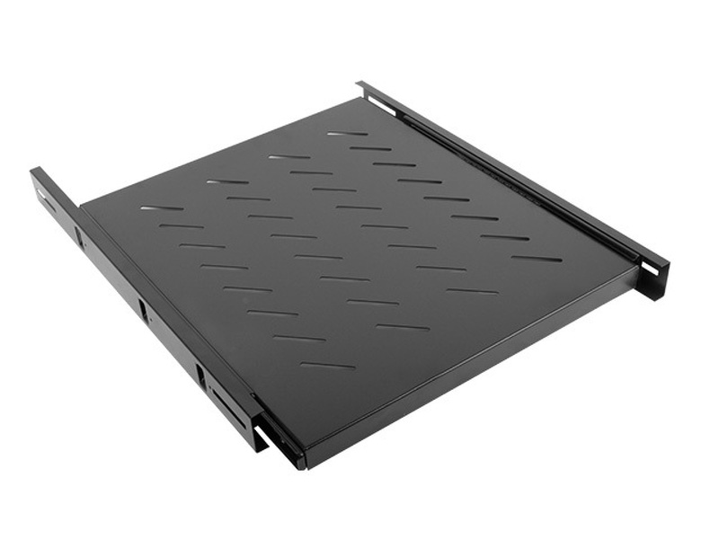 Zdjęcie produktu: Półka wysuwana do szaf 19" 800mm Lanberg czarna 1U 465X550mm udźwig do 18kg, montaż 4 punktowy (AK-1007-B)
