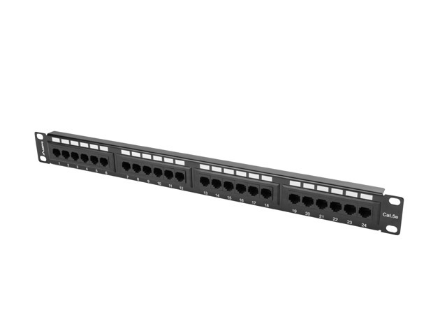 Patch Panel 24 Port 1U Kat.5E czarny Lanberg (PPU5-1024-B)