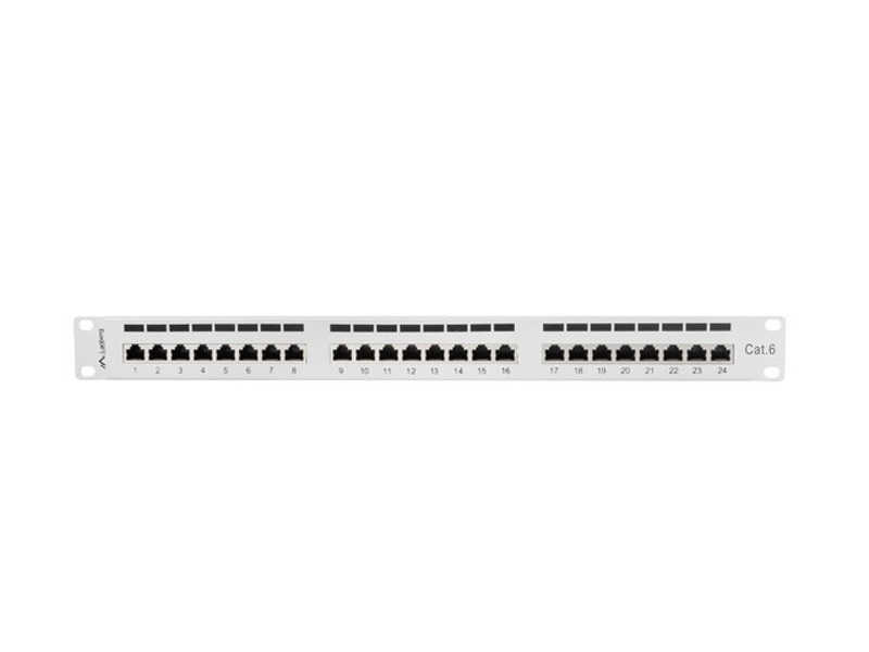 Zdjęcie produktu: Patch Panel 24 Port 1U Kat.6 ekranowany szary Lanberg (PPS6-1024-S)