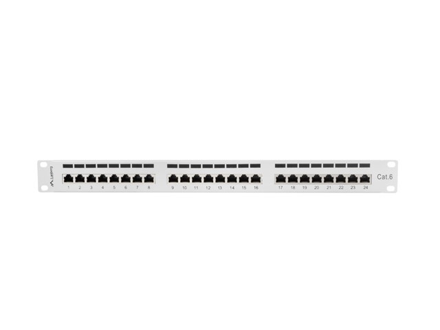 Patch Panel 24 Port 1U Kat.6 ekranowany szary Lanberg (PPS6-1024-S)
