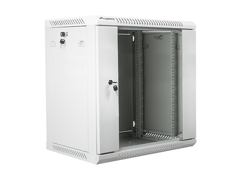 Zdjęcie produktu: Szafa instalacyjna Rack wisząca 19" 12U 600X450 szara Flat pack Lanberg (WF01-6412-10S)