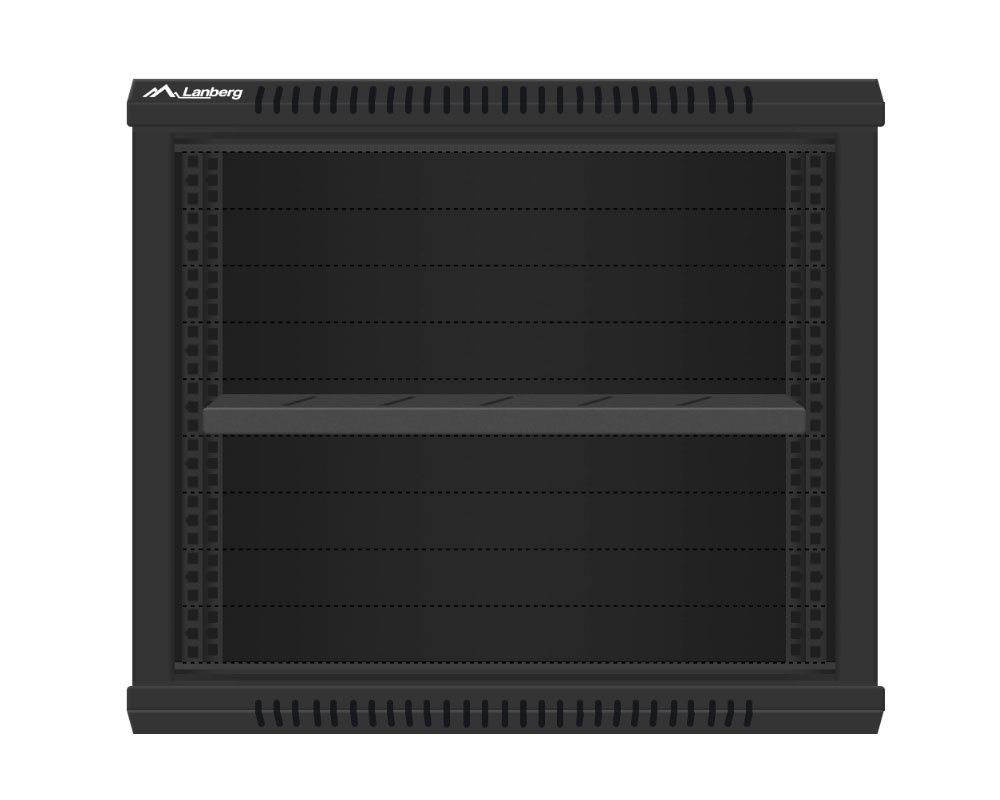 Półka do szaf 19" 600mm Lanberg czarna 1U 465X300mm udźwig do 120kg, montaż 4 punktowy (AK-1002-B)