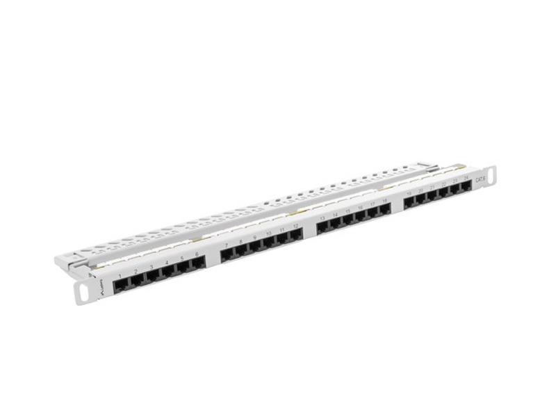 Zdjęcie produktu: Patch Panel 24 Port 0.5U Kat.6 szary Lanberg (PPU6-0024-S)