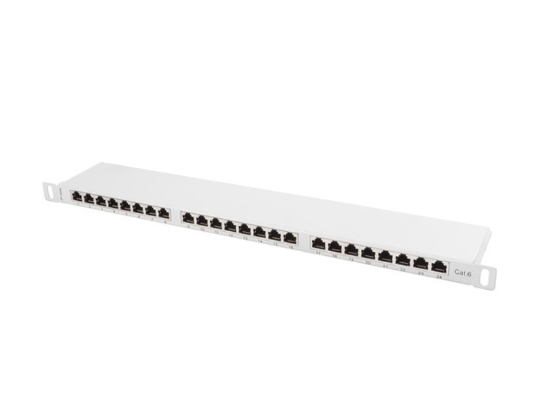 Zdjęcie produktu: Patch Panel 24 Port 0.5U Kat.6 ekranowany szary Lanberg (PPS6-0024-S)