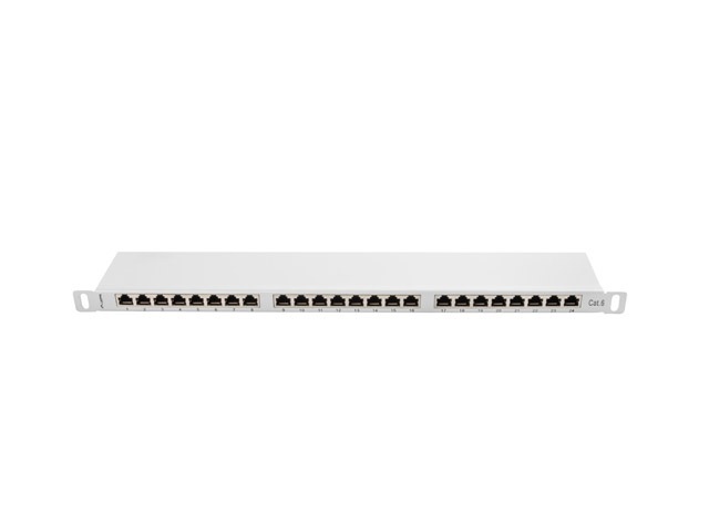 Patch Panel 24 Port 0.5U Kat.6 ekranowany szary Lanberg (PPS6-0024-S)