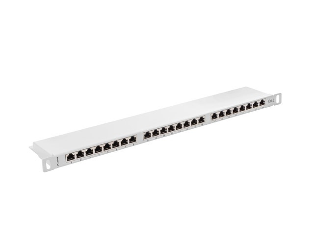 Patch Panel 24 Port 0.5U Kat.6 ekranowany szary Lanberg (PPS6-0024-S)