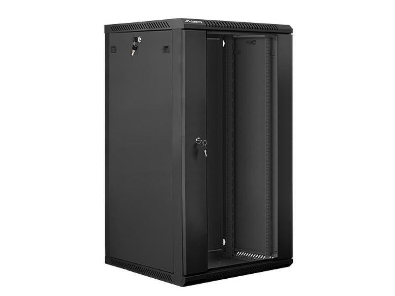 Zdjęcie produktu: Szafa instalacyjna Rack wisząca 19" 22U 600X600 czarna Flat pack Lanberg  (WF01-6622-10B)