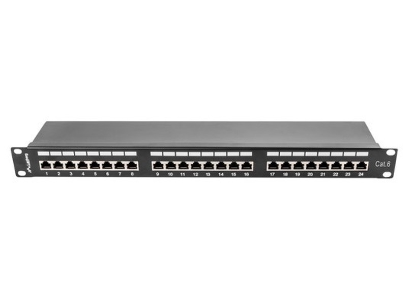 Zdjęcie produktu: Patch Panel 24 Port 1U Kat.6 ekranowany czarny Lanberg (PPS6-1024-B)