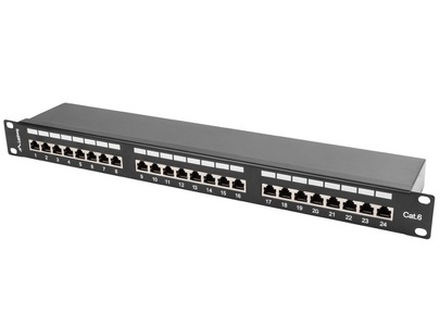 Miniatura produktu: Patch Panel 24 Port 1U Kat.6 ekranowany czarny Lanberg (PPS6-1024-B) Miniatura produktu: Patch Panel 24 Port 1U Kat.6 ekranowany czarny Lanberg (PPS6-1024-B)