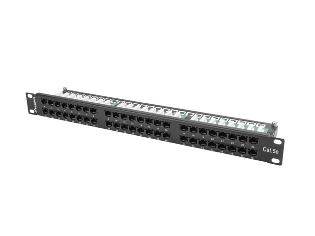 Patch Panel 48 Port 1U Kat.5E czarny Lanberg (PPU5-1048-B)