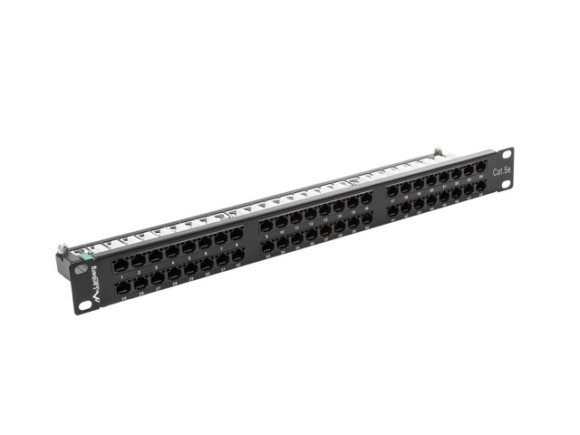 Patch Panel 48 Port 1U Kat.5E czarny Lanberg (PPU5-1048-B)