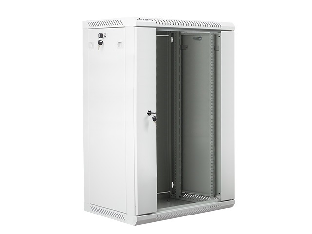 Szafa instalacyjna Rack wisząca 19" 18U 600X450 szara Flat pack Lanberg (WF01-6418-10S)