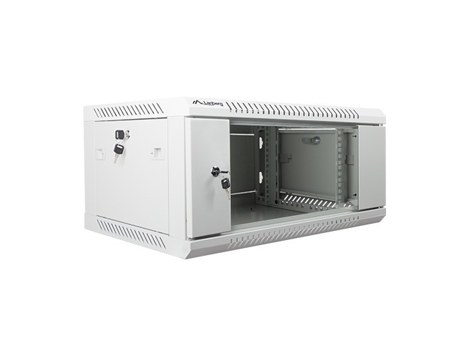 Szafa instalacyjna Rack wisząca 19" 4U 600X450 szara Flat pack Lanberg (WF01-6404-10S)