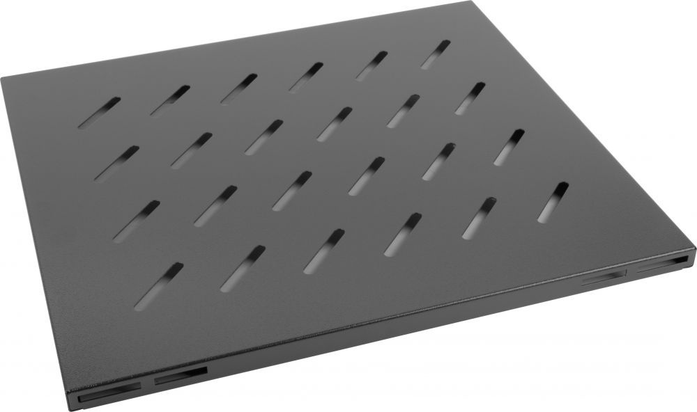 Półka do szaf 19" 800mm Lanberg czarna 1U 465X500mm udźwig do 120kg, montaż 4 punktowy (AK-1003-B)