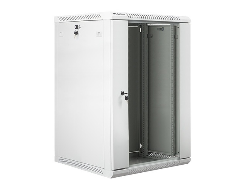 Zdjęcie produktu: Szafa instalacyjna Rack wisząca 19" 18U 600X600 szara Flat pack Lanberg (WF01-6618-10S)