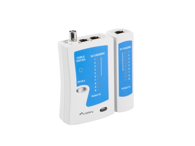 Tester przewodów Lan Lanberg RJ-45, RJ-12, RJ-11, COAXIAL (NT-0401)