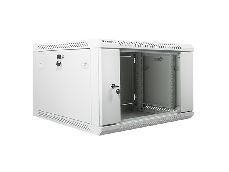 Zdjęcie produktu: Szafa instalacyjna Rack wisząca 19" 6U 600X600 szara Flat pack Lanberg (WF01-6606-10S)