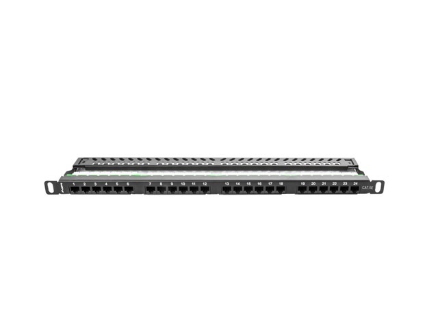 Patch Panel 24 Port 0.5U Kat.5E czarny Lanberg (PPU5-0024-B) Patch Panel 24 Port 0.5U Kat.5E czarny Lanberg (PPU5-0024-B)