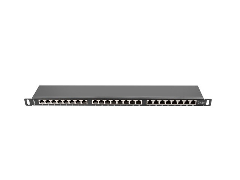 Zdjęcie produktu: Patch Panel 24 Port 0.5U Kat.5E ekranowany czarny Lanberg (PPS5-0024-B)