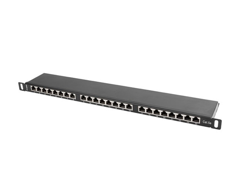 Zdjęcie produktu: Patch Panel 24 Port 0.5U Kat.5E ekranowany czarny Lanberg (PPS5-0024-B)