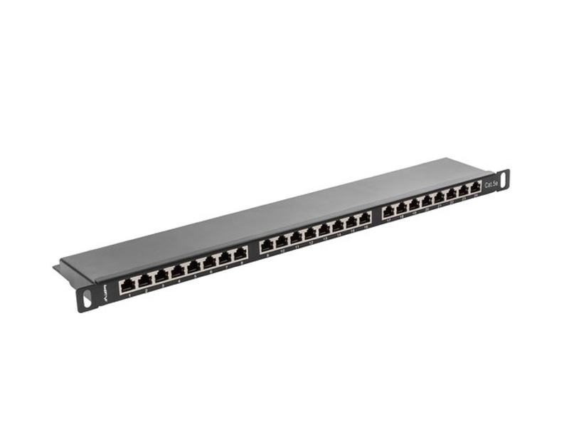 Zdjęcie produktu: Patch Panel 24 Port 0.5U Kat.5E ekranowany czarny Lanberg (PPS5-0024-B)