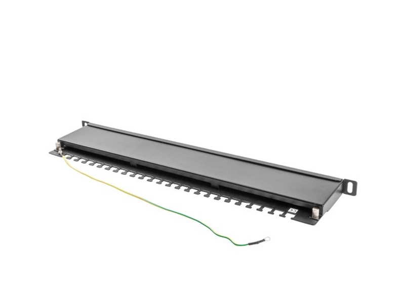 Zdjęcie produktu: Patch Panel 24 Port 0.5U Kat.5E ekranowany czarny Lanberg (PPS5-0024-B)