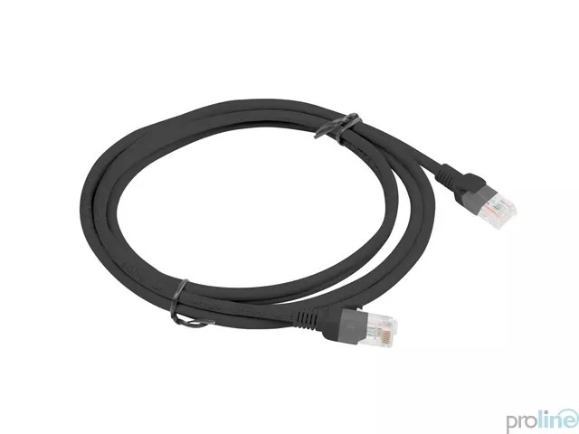 Kabel Lanberg RJ45 Patch cord Kat.6 UTP 1m czarny (PCU6-10CC-0100-BK)