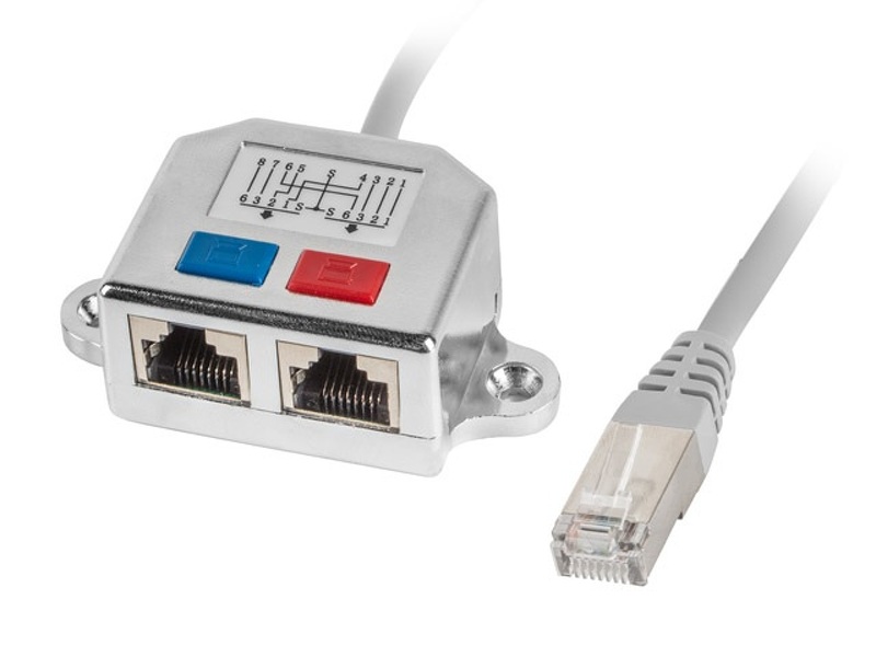 Zdjęcie produktu: Adapter rozdzielacz LAN RJ45 na 2X RJ45 FTP 2 urządzena na 1 kablu Lanberg (AD-0026-S)