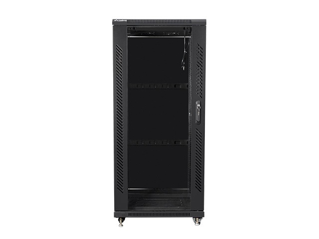 Szafa instalacyjna Rack stojąca 19" 27U 600X600 czarna Flat pack Lanberg (FF01-6627-12B)