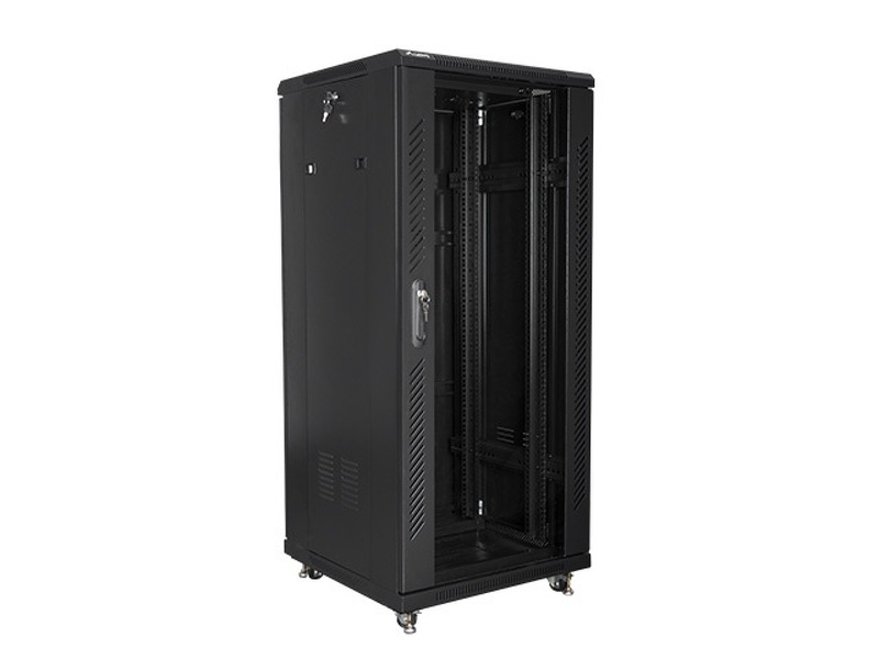 Zdjęcie produktu: Szafa instalacyjna Rack stojąca 19" 27U 600X600 czarna Flat pack Lanberg (FF01-6627-12B)