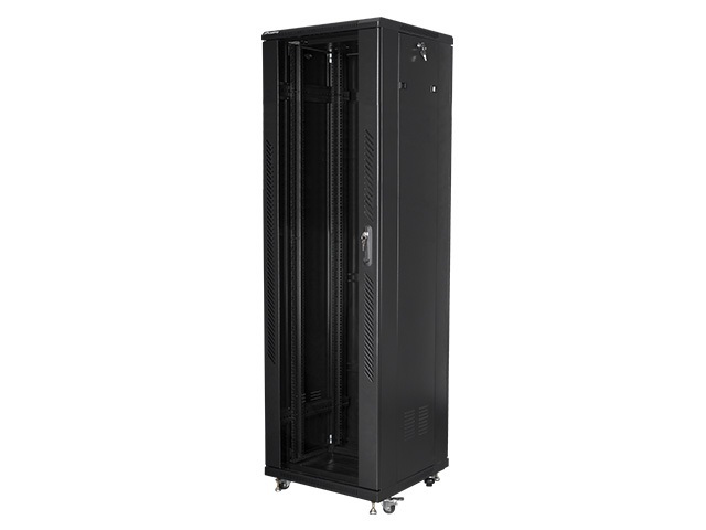 Szafa instalacyjna Rack stojąca 19" 42U 600X800 czarna Flat pack Lanberg (FF01-6842-12B)