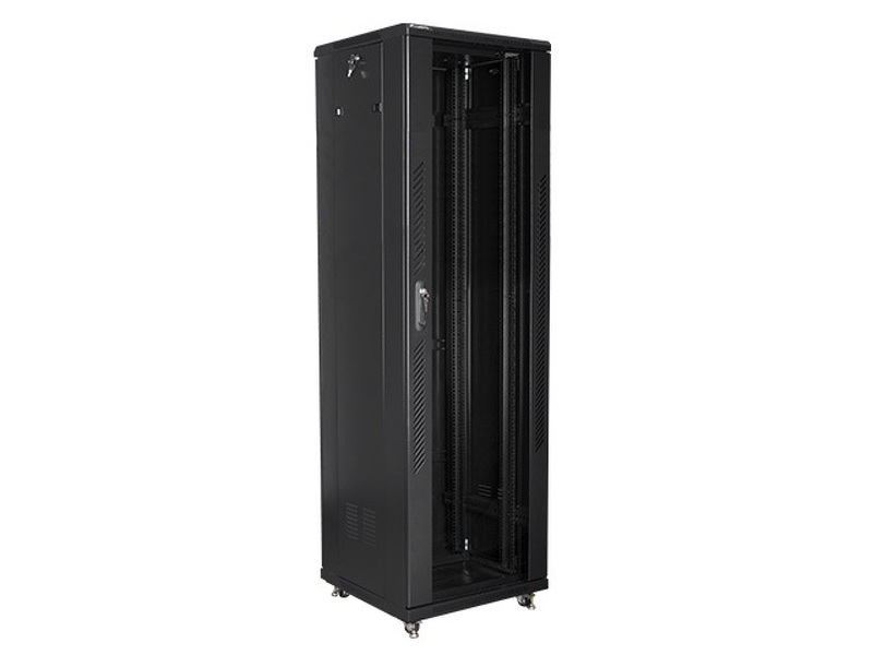Zdjęcie produktu: Szafa instalacyjna Rack stojąca 19" 42U 600X800 czarna Flat pack Lanberg (FF01-6842-12B)