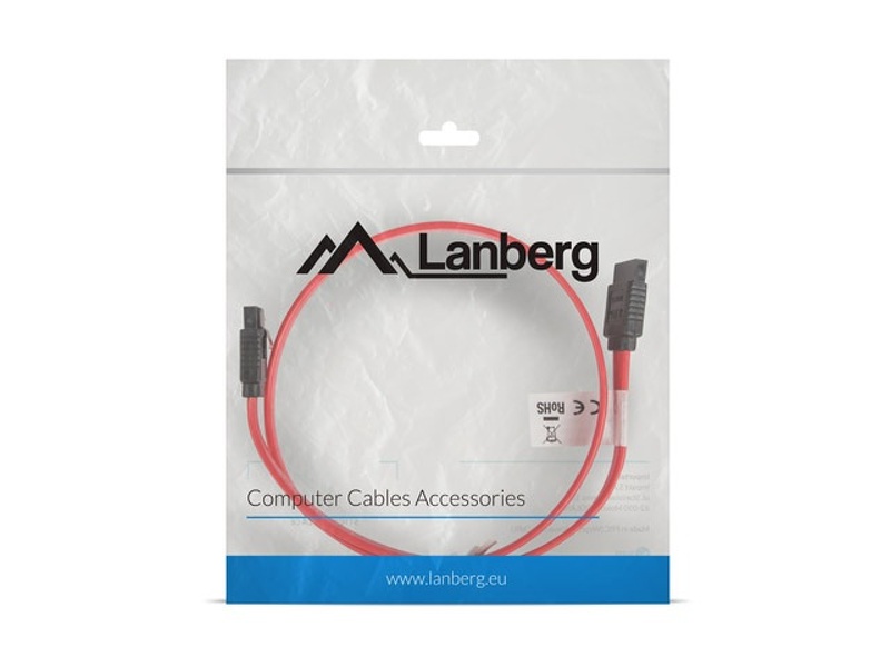 Zdjęcie produktu: Lanberg Kabel Sata III 6Gb/s 50cm z zatrzaskami metalowymi (CA-SASA-14CU-0050-R)