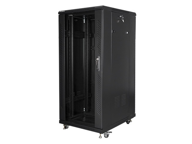 Zdjęcie produktu: Szafa instalacyjna Rack stojąca 19" 27U 600X800 czarna Flat pack Lanberg (FF01-6827-12B)