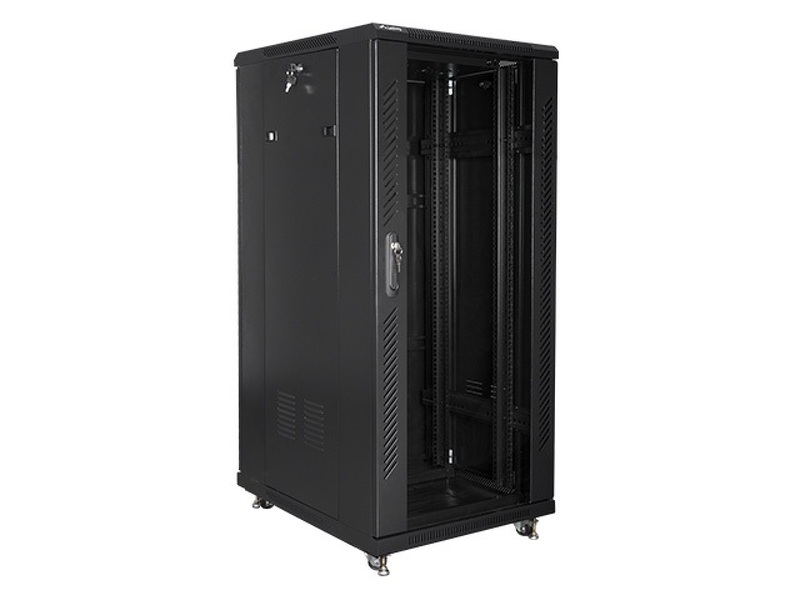 Zdjęcie produktu: Szafa instalacyjna Rack stojąca 19" 27U 600X800 czarna Flat pack Lanberg (FF01-6827-12B)