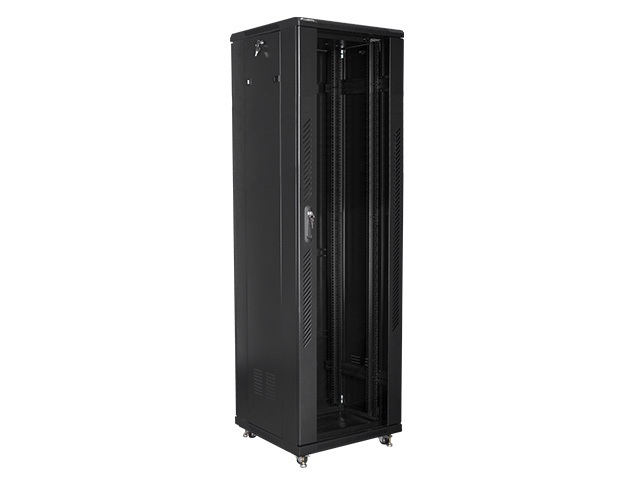 Szafa instalacyjna Rack stojąca 19" 42U 600X600 czarna Flat pack Lanberg (FF01-6642-12B)