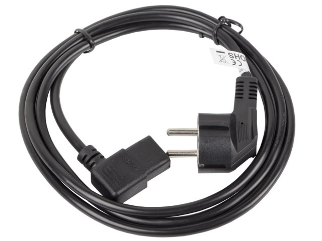 Lanberg Kabel zasilający CEE 7/7 do IEC 320 C13 kątowy 1.8m VDE czarny (CA-C13C-12CC-0018-BK)