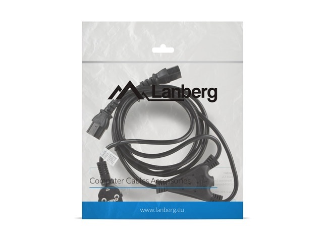 Lanberg Kabel zasilający CEE 7/7 do 2XIEC 320 C13 2m VDE czarny (CA-C13C-13CC-0018-BK)
