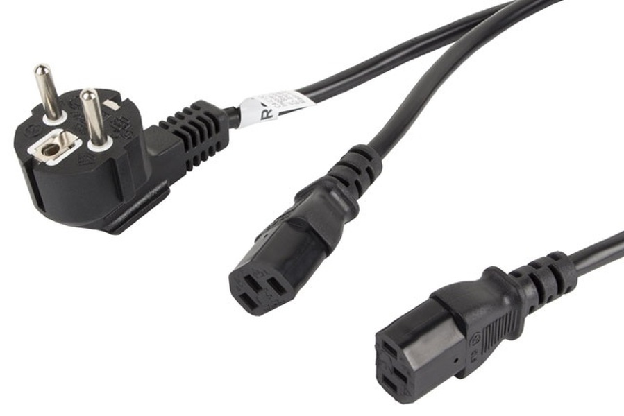 Zdjęcie produktu: Lanberg Kabel zasilający CEE 7/7 do 2XIEC 320 C13 2m VDE czarny (CA-C13C-13CC-0018-BK)