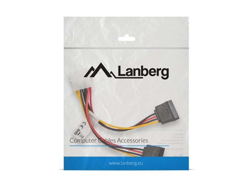 Zdjęcie produktu: Lanberg Kabel zasilający Molex (M) do SATA (F) x2 15cm (CA-HDSA-11CU-0015)
