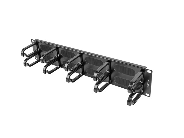 Organizer kabli AK-1204-B 19" 2U Z 5 uchwytami Panel szczotkowy Typ B czarny Lanberg (AK-1204-B)