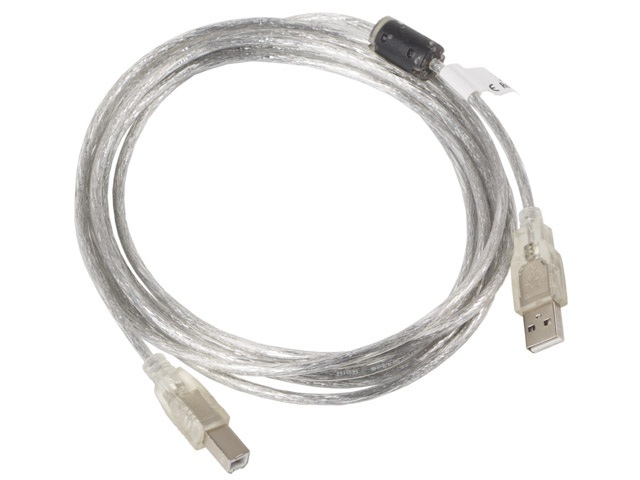 Kabel do drukarki USB 2.0 AM-BM Lanberg Ferryt transparentny 3m (CA-USBA-12CC-0030-TR)