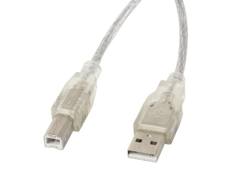 Zdjęcie produktu: Kabel do drukarki USB 2.0 AM-BM Lanberg Ferryt transparentny 3m (CA-USBA-12CC-0030-TR)