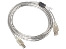Miniatura zdjęcia: Kabel do drukarki USB 2.0 AM-BM Lanberg Ferryt transparentny 3m (CA-USBA-12CC-0030-TR)