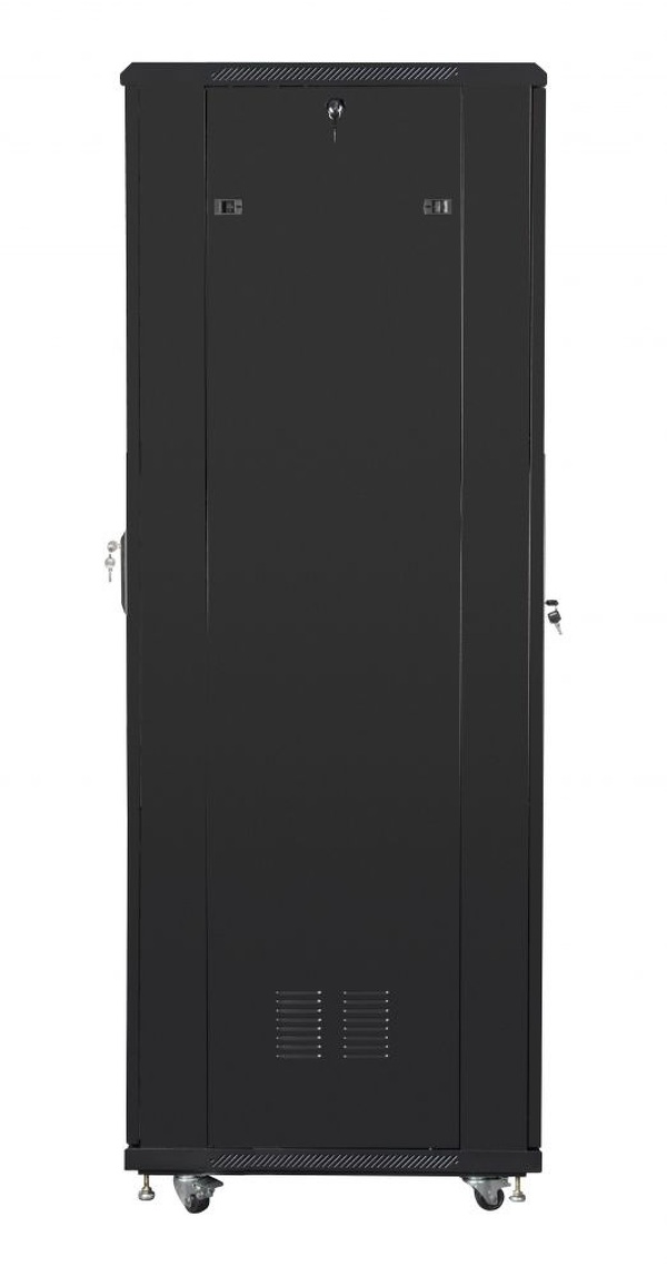 Zdjęcie produktu: Szafa instalacyjna Rack stojąca 19" 42U 800X800 czarna szklane drzwi (Flat pack) Lanberg