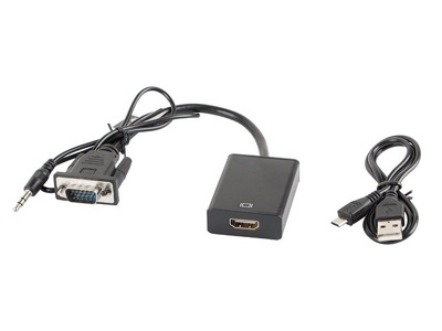 Miniatura produktu: Lanberg Adapter VGA [F] Audio 3.5mm Jack do HDMI [M] (AD-0021-BK)